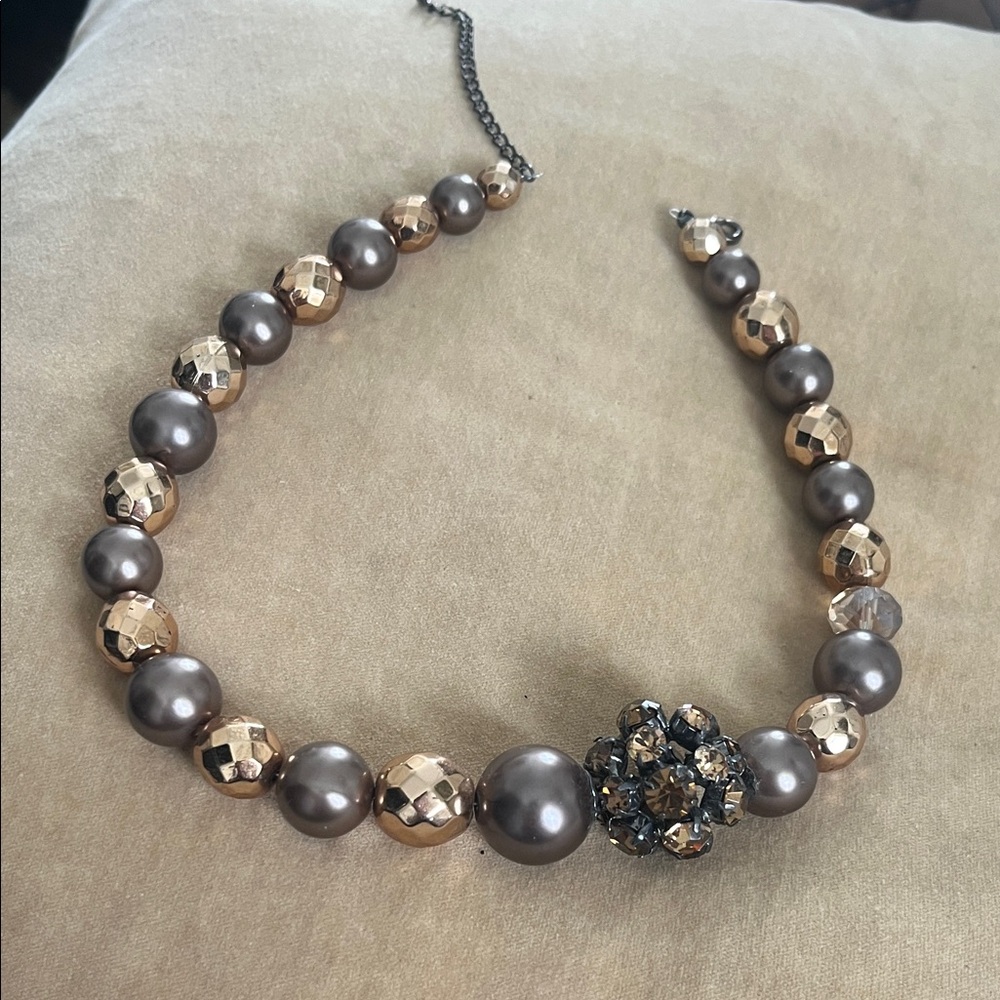 Chic Gold and Silver Beaded Necklace